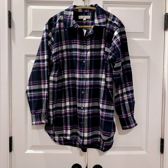 NWT Loft Flannel Tunic Shirt Size Large - Picture 4 of 6